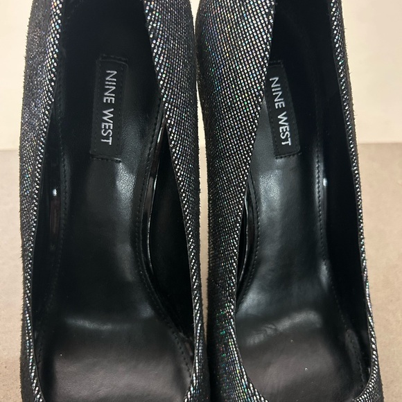 Nine West Shimmering Black Peep-Toe Heels 10 M. Like Brand New!!No flaws! Beauty - Picture 4 of 8